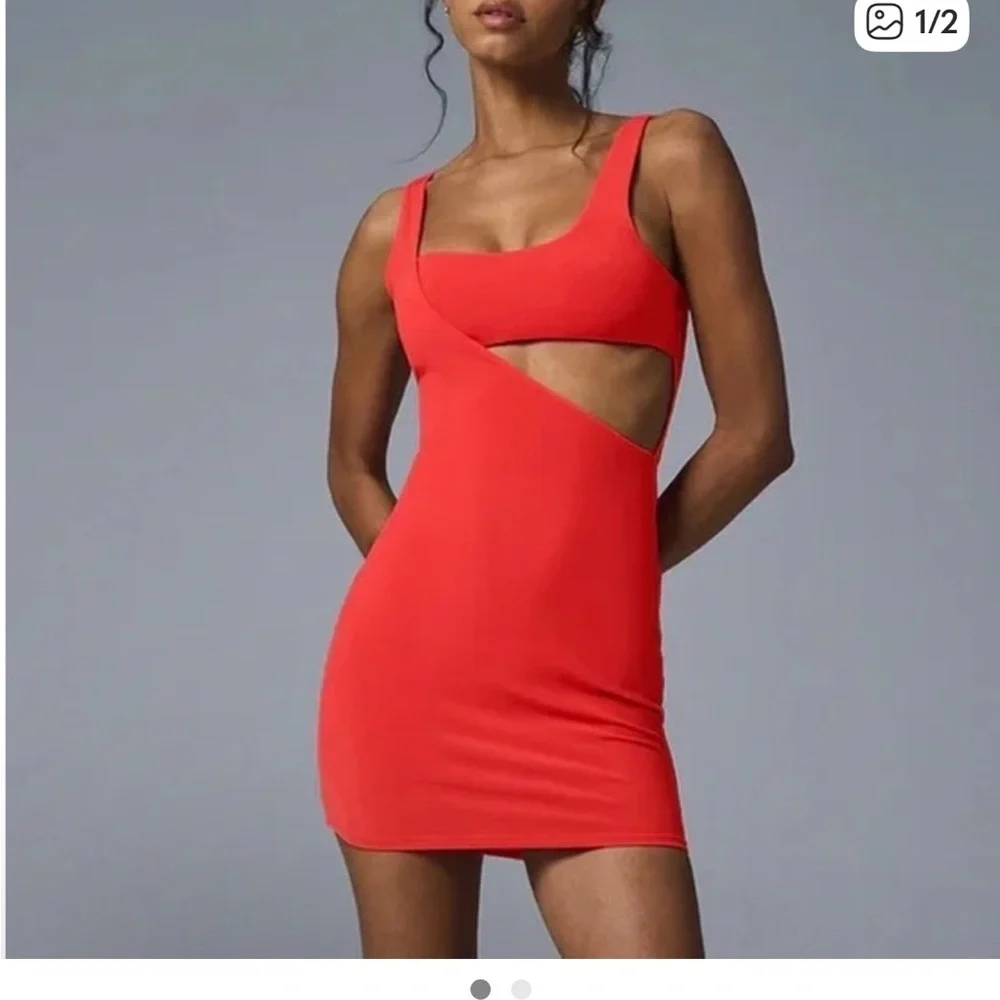 NWT Alo Yoga Asymmetric Bodycon Mini Dress